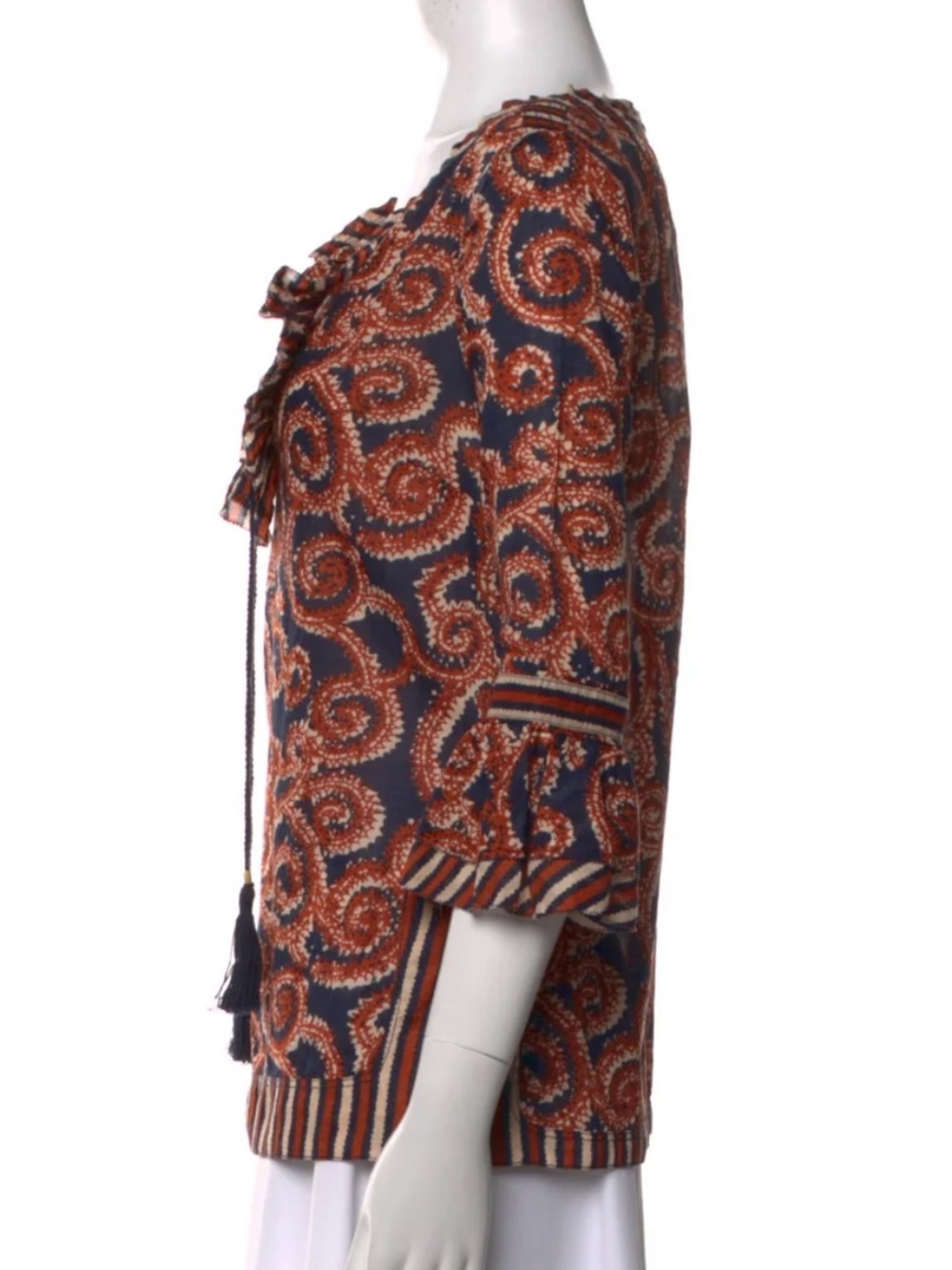 TORY BURCH $258 • 18.5” PTP • Boho Gwenna Jacquard Ruffle Tunic - Picture 5 of 9